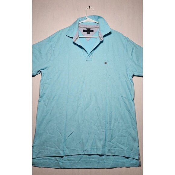 Tommy Hilfiger Polo Shirt Men’s Large Light Blue Short Sleeve New Without Tag - Picture 1 of 3